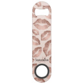 Schattige roos gouden lippen kus blush roze girly  speed flessenopener (Voorkant)