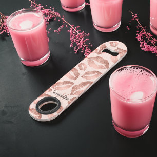 Schattige roos gouden lippen kus blush roze girly  speed flessenopener