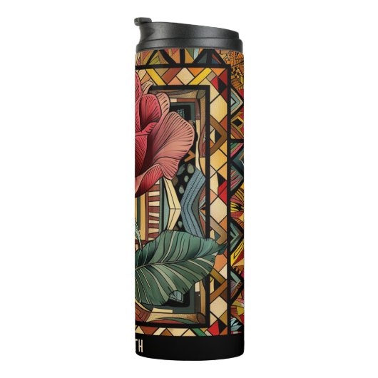 Schattige Roos Latte Thermische Tumbler Thermosbeker (Geroteerd rechts)