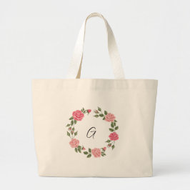 Schattige Roos Monogram Bruidsmeisjes Grote Tote Bag