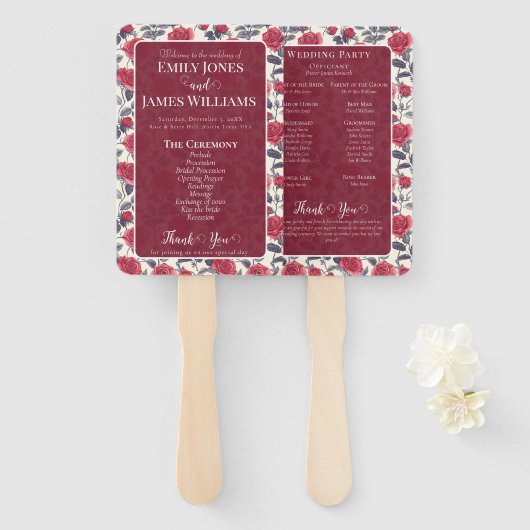 Schattige Roos Programma Fans Handwaaier (Voorkant en achterkant)