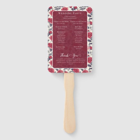 Schattige Roos Programma Fans Handwaaier (Achterkant)