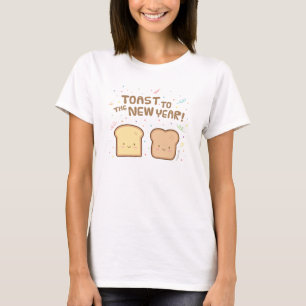 Schattige roosteren naar het nieuwe jaar woordgrap t-shirt