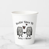 Schattige Rots Grappige Nieuwgetrouwde Koppel Huwe Papieren Bekers (Achterkant)