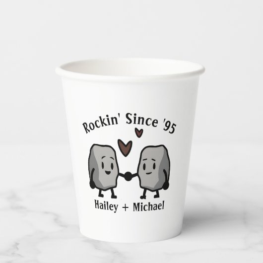 Schattige Rots Grappige Nieuwgetrouwde Koppel Huwe Papieren Bekers (Voorkant)