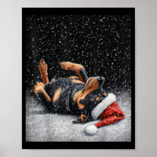 Schattige Rottweiler Grappige Kerst Poster