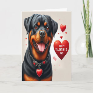 Schattige Rottweiler Hond Gelukkige Valentijnsdag Feestdagen Kaart
