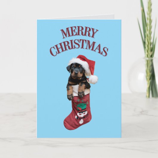 Schattige Rottweiler Kerst Feestdagen Kaart (Voorkant)