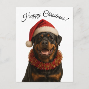 Schattige Rottweiler met een Kerstman hoed Kerstka Briefkaart