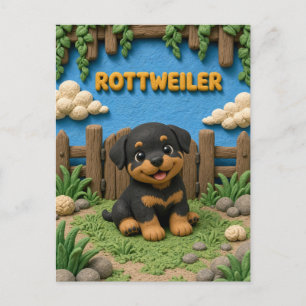 Schattige Rottweiler Puppy, Baby Hond Briefkaart