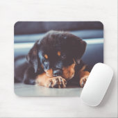 Schattige rottweiler Puppy Dog Resting Muismat (Met muis)