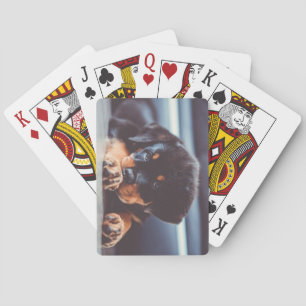 Schattige rottweiler Puppy Dog Resting Pokerkaarten