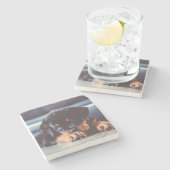 Schattige rottweiler Puppy Dog Resting Stenen Onderzetter (Zijkant)