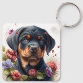 Schattige Rottweiler Puppy Dog Sleutelhanger (Achterkant)