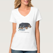 schattige rottweiler puppy dog snuffelend teddybee t-shirt (Voorkant)