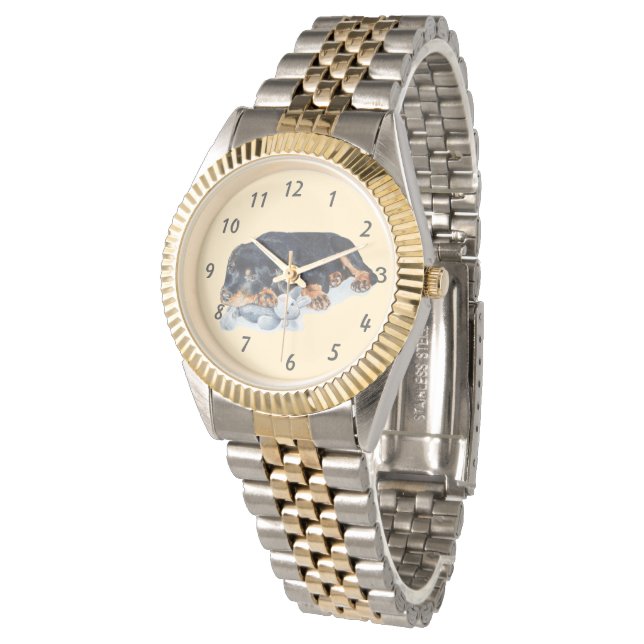 schattige rottweiler-puppy-watch horloge (Gekanteld)