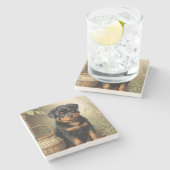 Schattige Rottweiler Stenen Onderzetter (Zijkant)