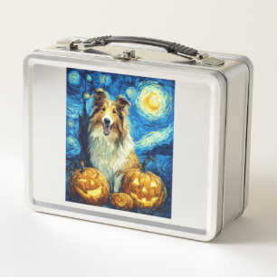 Schattige Rough Collie Hond Halloween Jack O Lante