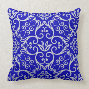 Schattige Royal blauw patroondecor kussen