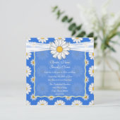 Schattige Royal Blue en White Daisy Floral Square Kaart (Staand voorkant)