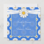 Schattige Royal Blue en White Daisy Floral Square Kaart (Achterkant)