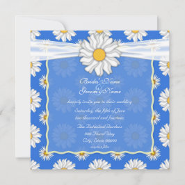 Schattige Royal Blue en White Daisy Floral Square Kaart