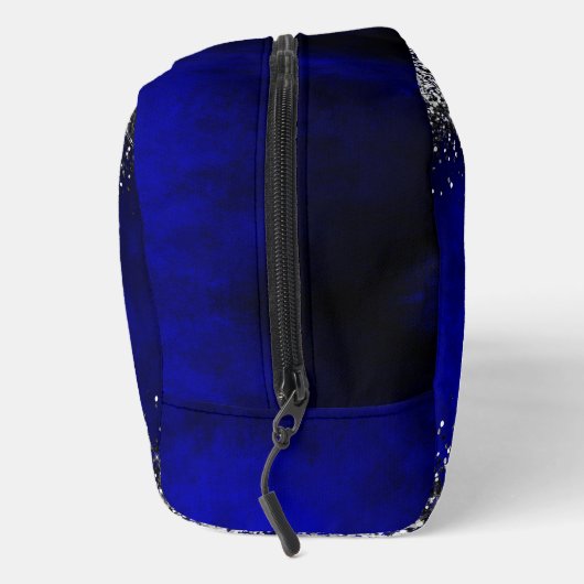 Schattige Royal Blue Silver Faux Glitter Monogram  Toilettasje (Rechts)