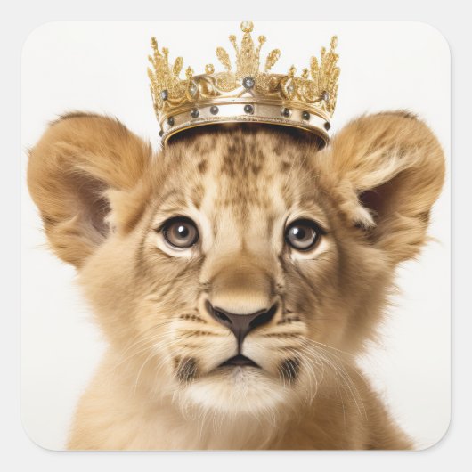 Schattige Royal Dress Up King Lion Sticker (Voorkant)