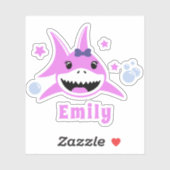 Schattige roze aangepaste naam haai-gesneden vinyl sticker (Vel)