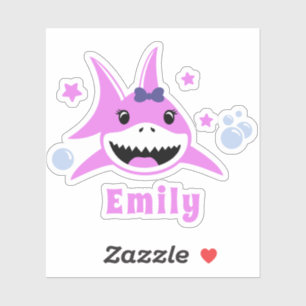 Schattige roze aangepaste naam haai-gesneden vinyl sticker