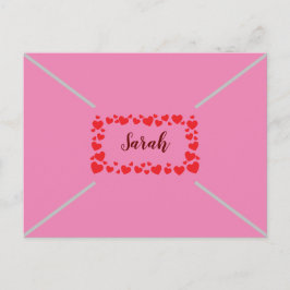 Schattige Roze Aanpasbare Hartjes Valentijnsdag Feestdagenkaart