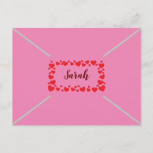 Schattige Roze Aanpasbare Hartjes Valentijnsdag Feestdagenkaart