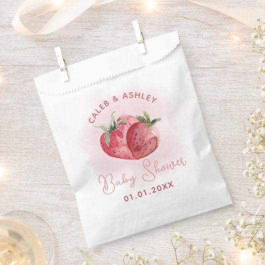 Schattige roze aardbei Baby shower Bedankzakje (Geknipt)