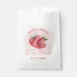 Schattige roze aardbei Baby shower Bedankzakje