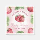 Schattige Roze Aardbei Baby shower Papier Servet (Voorkant)
