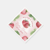 Schattige Roze Aardbei Baby shower Papier Servet (Hoek)