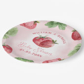 Schattige roze aardbei Baby shower Papieren Bordje (Gekanteld)