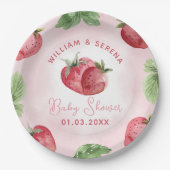 Schattige roze aardbei Baby shower Papieren Bordje (Voorkant)