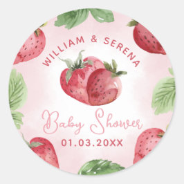Schattige Roze Aardbei Baby shower Sticker