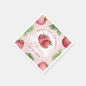 Schattige Roze Aardbei Happy Birthday Papier Serve Servet (Hoek)