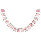 Schattige roze aardbei Happy Birthday Vlaggetjes (Alle)