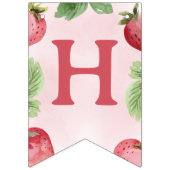 Schattige roze aardbei Happy Birthday Vlaggetjes (Tweede vlag)