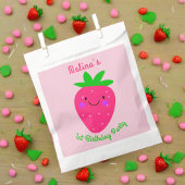 Schattige roze aardbei meisje 1e verjaardagsfeestj bedankzakje