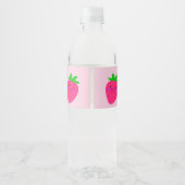 Schattige roze aardbei meisje 1e verjaardagsfeestj waterfles etiket (Achterkant)