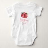 Schattige Roze Aardbei Verjaardag Meisje ONE Romper (Achterkant)
