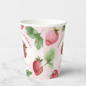 Schattige roze aardbei verjaardagsfeestje papieren bekers (Rechts)