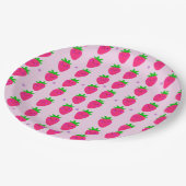 Schattige roze aardbei verjaardagsfeestje papieren bordje (Gekanteld)