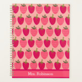 Schattige roze aardbeienpatroon Maandelijks & Weke Planner (Voorkant)