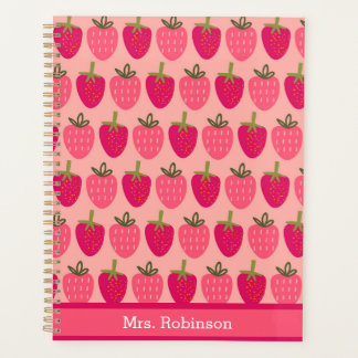 Schattige roze aardbeienpatroon Maandelijks & Weke Planner