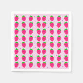 Schattige Roze Aardbeienpatroon Verjaardagsfeestje Servet (Voorkant)